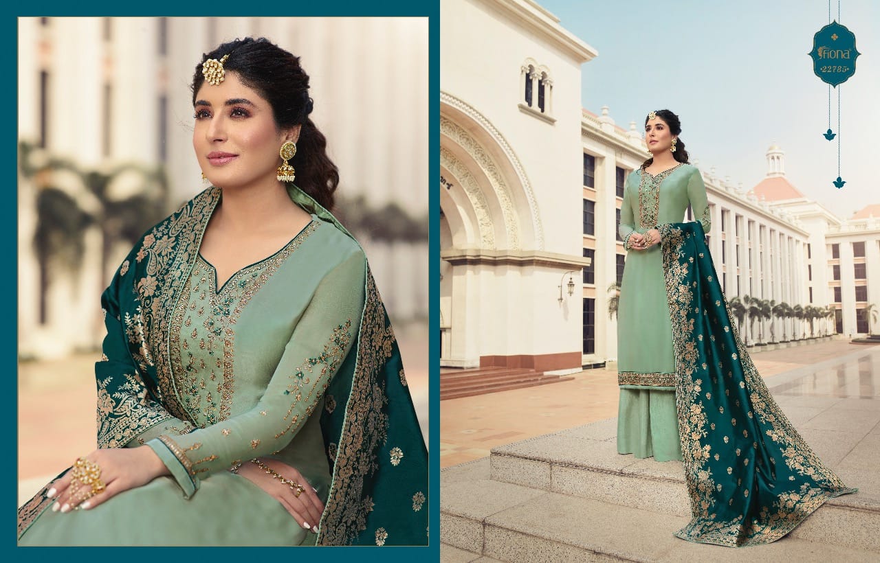 Fiona Kirtika Jacqurad Dupatta Satin Georgette Fabric With Heavy Work Salwar Suit