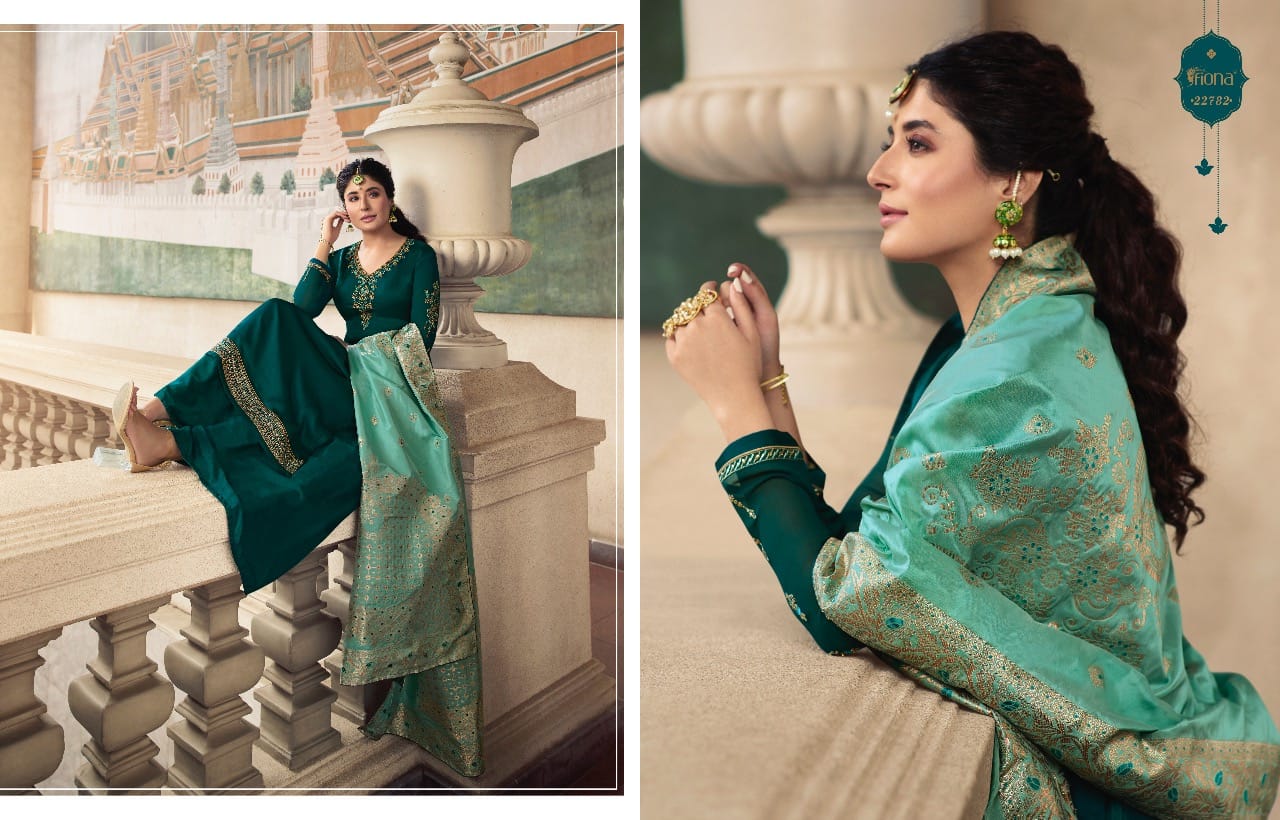 Fiona Kirtika Jacqurad Dupatta Satin Georgette Fabric With Heavy Work Salwar Suit