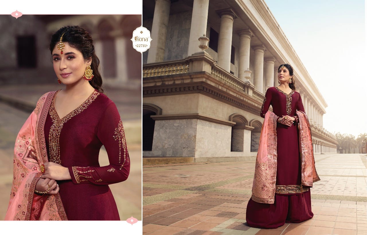 Fiona Kirtika Jacqurad Dupatta Satin Georgette Fabric With Heavy Work Salwar Suit
