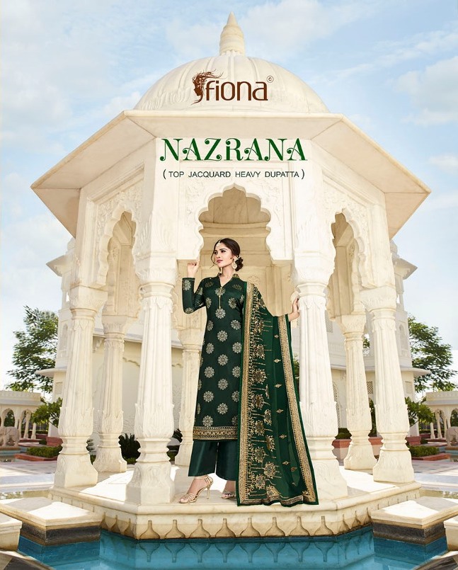 Fiona Presents Nazrana Jacqurad Fabric Wirh Embroidery Work Party Wear Suit
