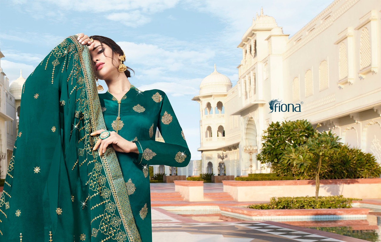 Fiona Presents Nazrana Jacqurad Fabric Wirh Embroidery Work Party Wear Suit