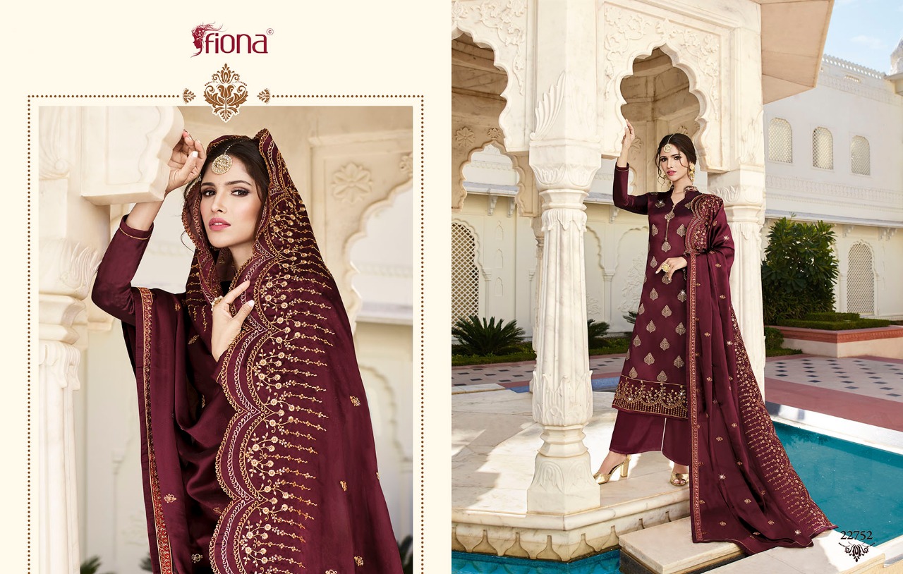 Fiona Presents Nazrana Jacqurad Fabric Wirh Embroidery Work Party Wear Suit