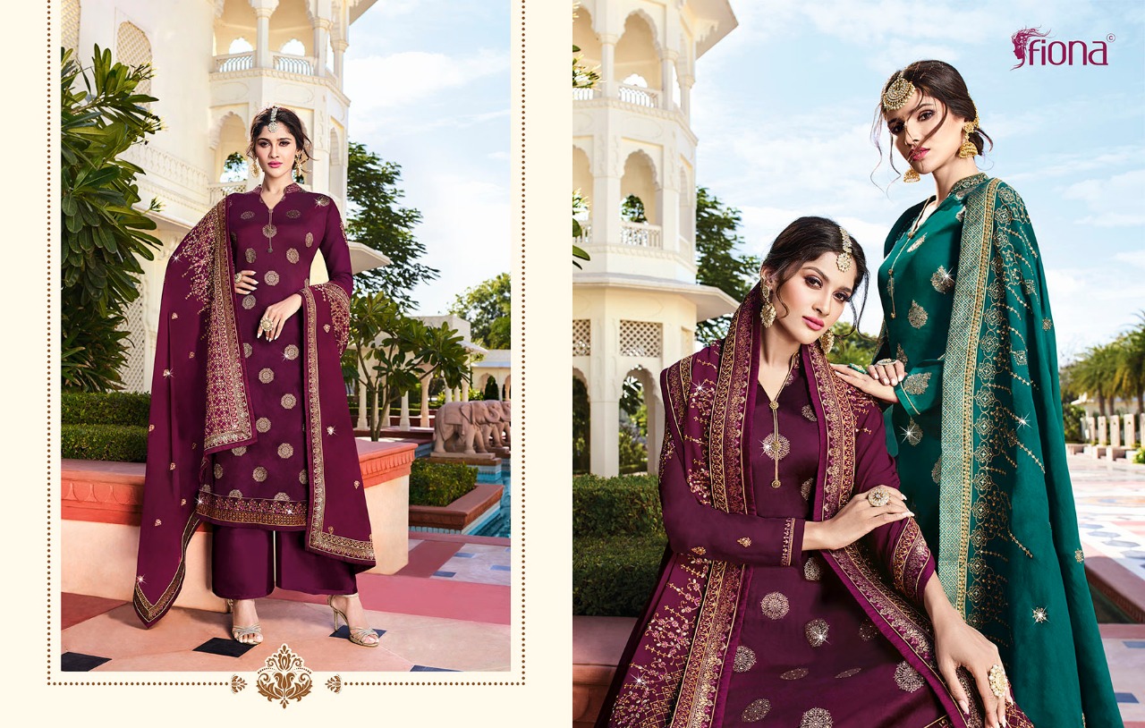 Fiona Presents Nazrana Jacqurad Fabric Wirh Embroidery Work Party Wear Suit