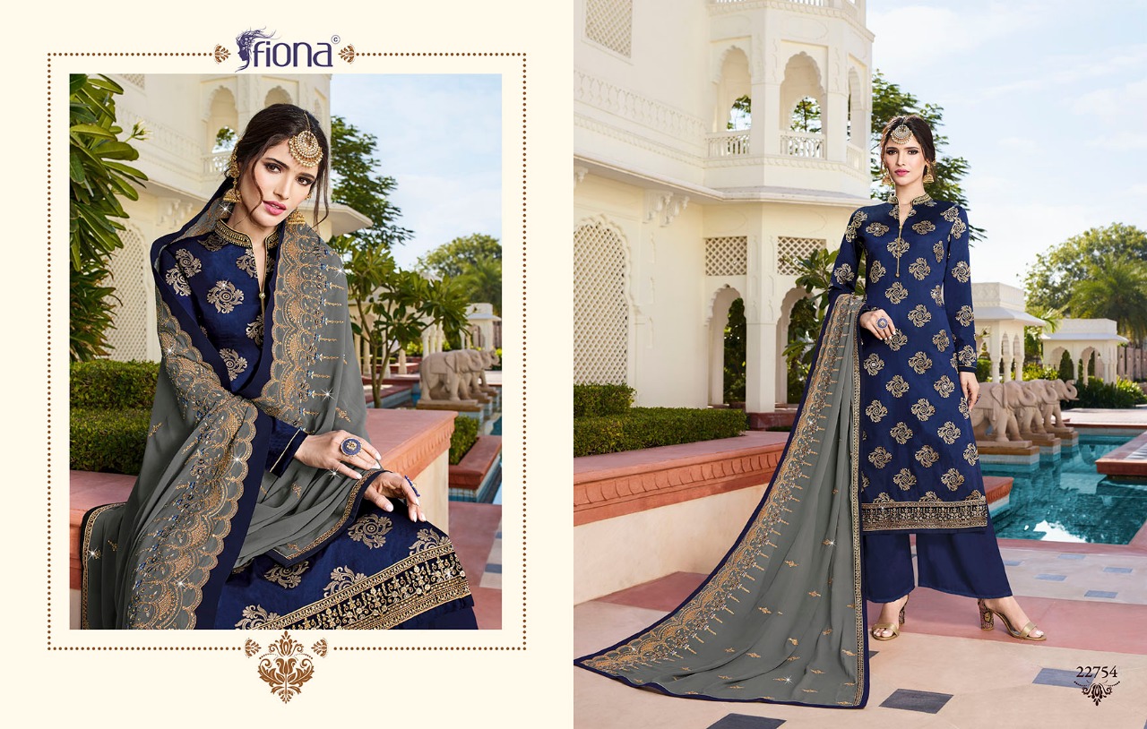 Fiona Presents Nazrana Jacqurad Fabric Wirh Embroidery Work Party Wear Suit