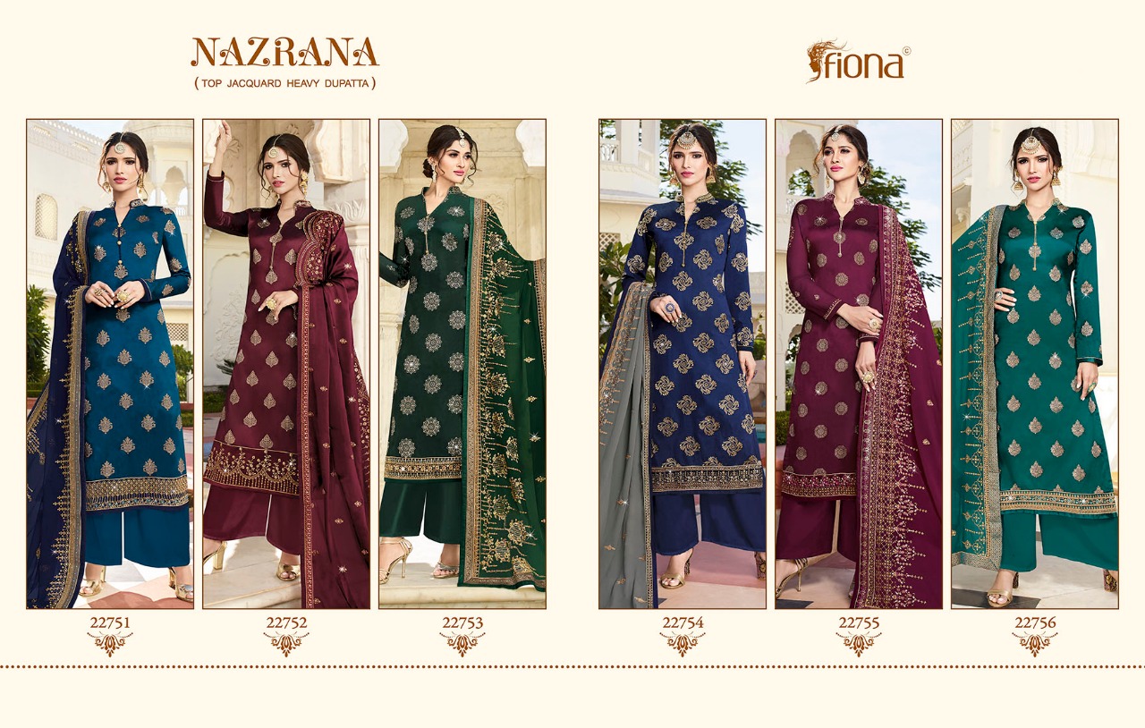 Fiona Presents Nazrana Jacqurad Fabric Wirh Embroidery Work Party Wear Suit