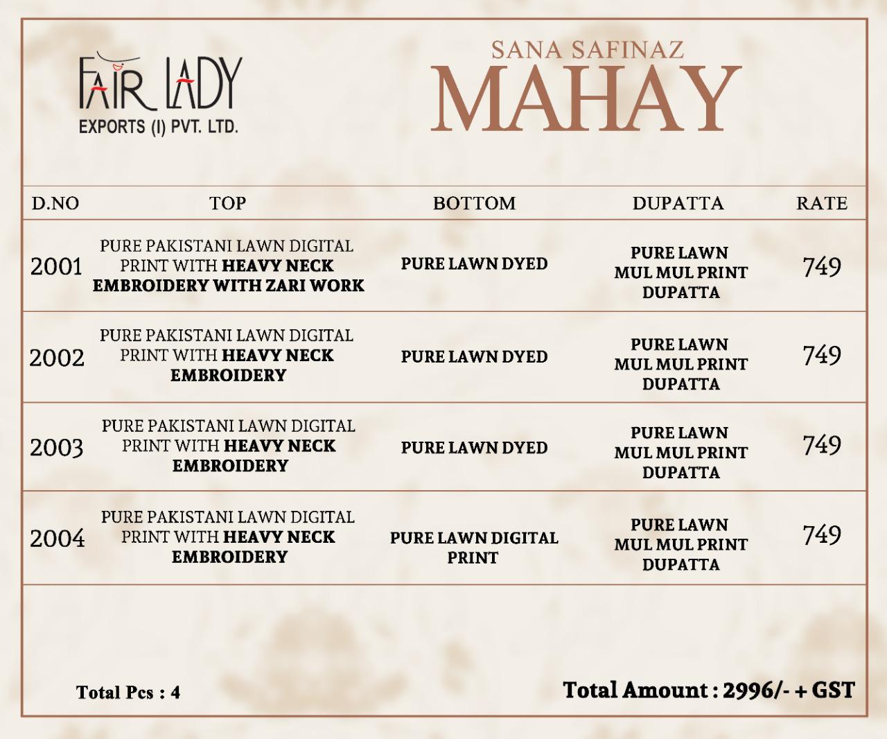 Fairlady Presents Sana Safinaz Mahay Jam Satin Fabric With Embroidery Work Salwar Suit