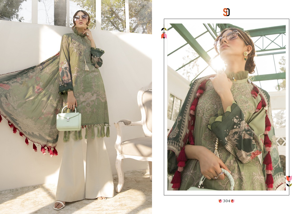 Shraddha Designer Presents Mprint Vol 3 Lawn Cotton Fabric With Embroidery Work Suit