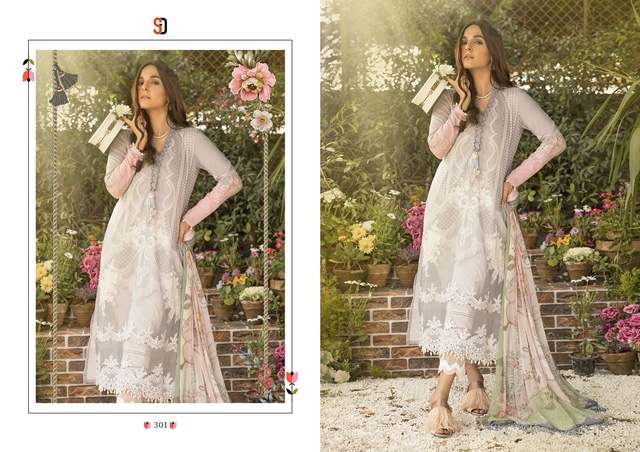 Shraddha Designer Presents Mprint Vol 3 Lawn Cotton Fabric With Embroidery Work Suit