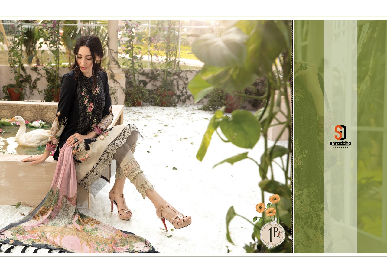 Shraddha Designer Presents Mprint Vol 3 Lawn Cotton Fabric With Embroidery Work Suit