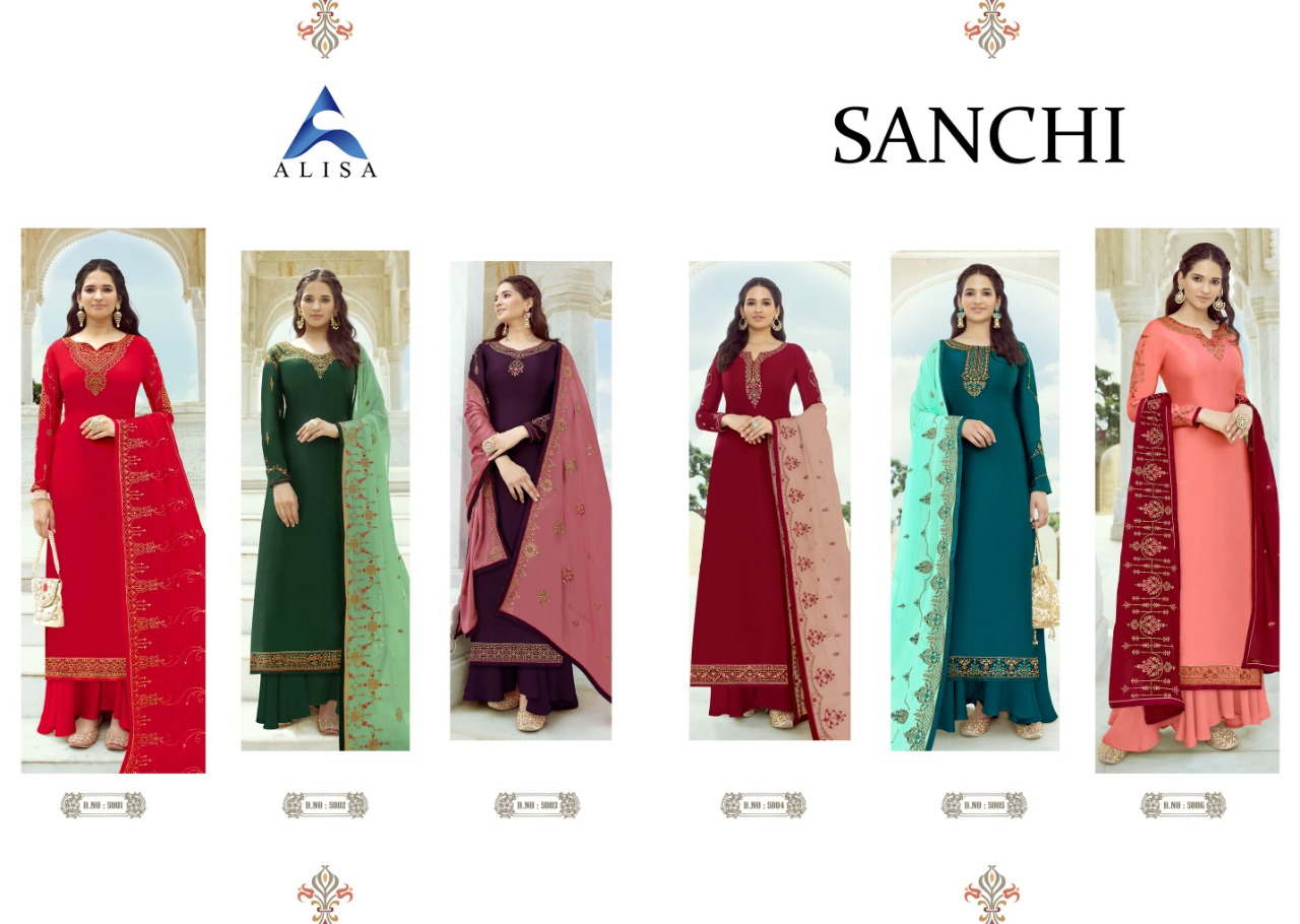 Alisa Presents Sanchi Satin Georgette With Heavy Daimond Work Salwar Kameez
