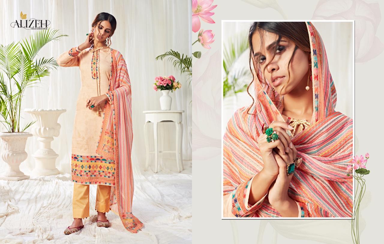 Alizeh Presents Bliss Pure Cotton With Swarvoski Work Salwar Suits
