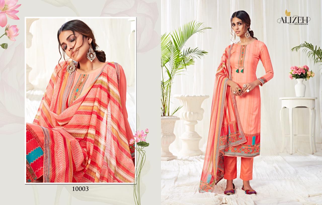 Alizeh Presents Bliss Pure Cotton With Swarvoski Work Salwar Suits