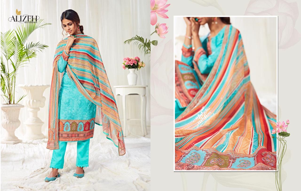 Alizeh Presents Bliss Pure Cotton With Swarvoski Work Salwar Suits