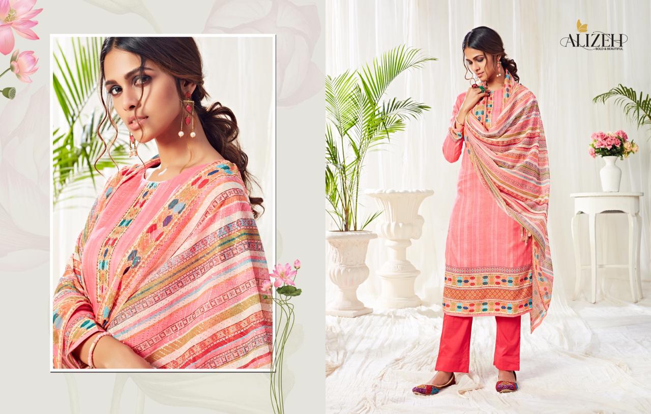 Alizeh Presents Bliss Pure Cotton With Swarvoski Work Salwar Suits