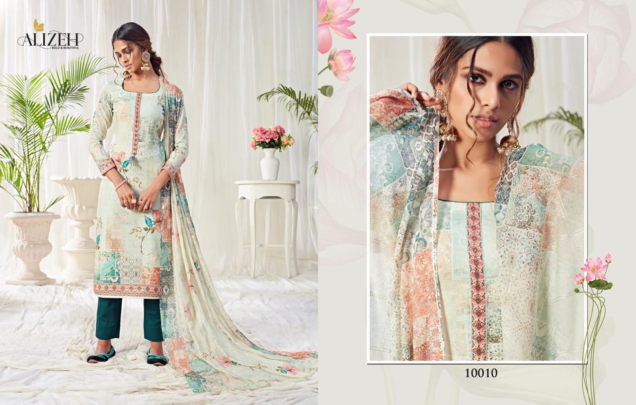 Alizeh Presents Bliss Pure Cotton With Swarvoski Work Salwar Suits