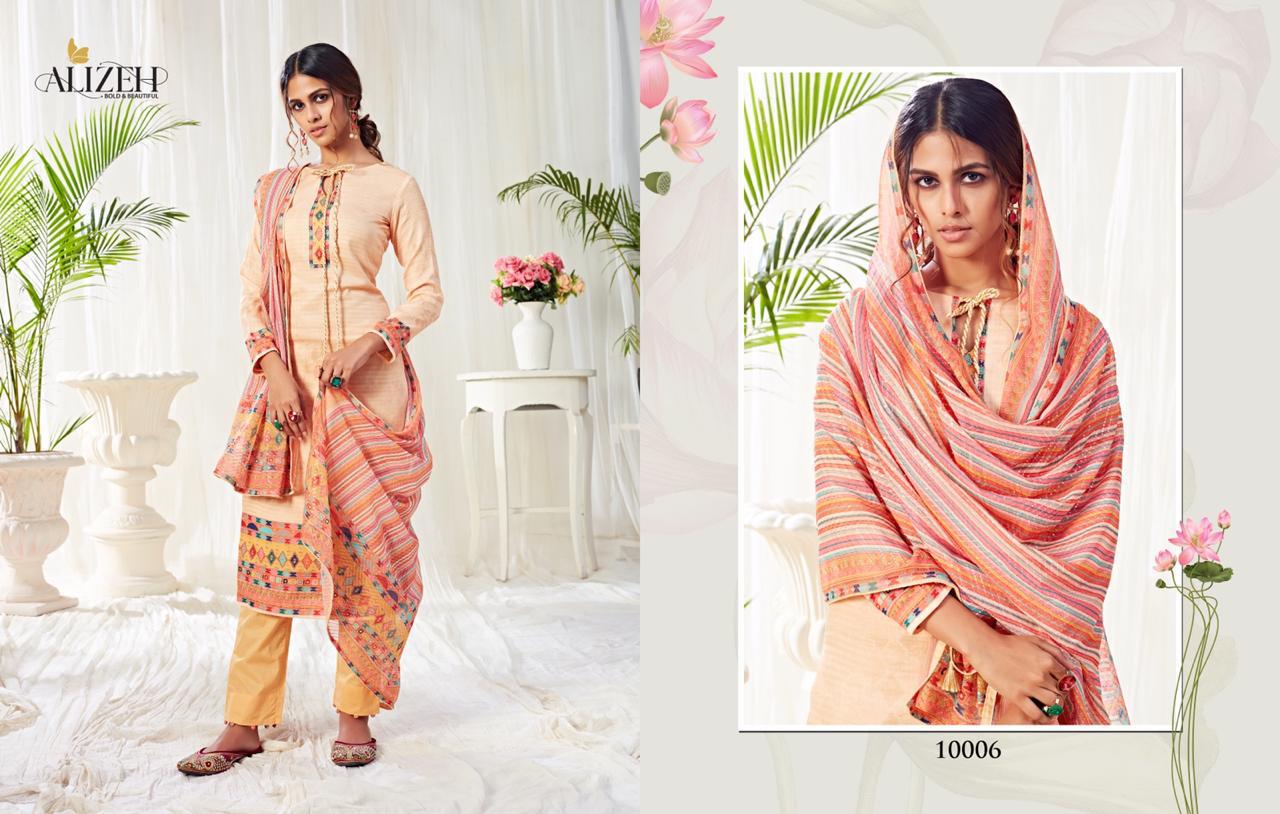 Alizeh Presents Bliss Pure Cotton With Swarvoski Work Salwar Suits
