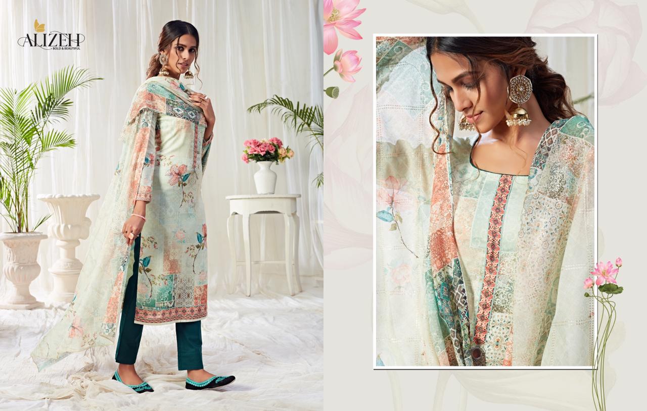 Alizeh Presents Bliss Pure Cotton With Swarvoski Work Salwar Suits