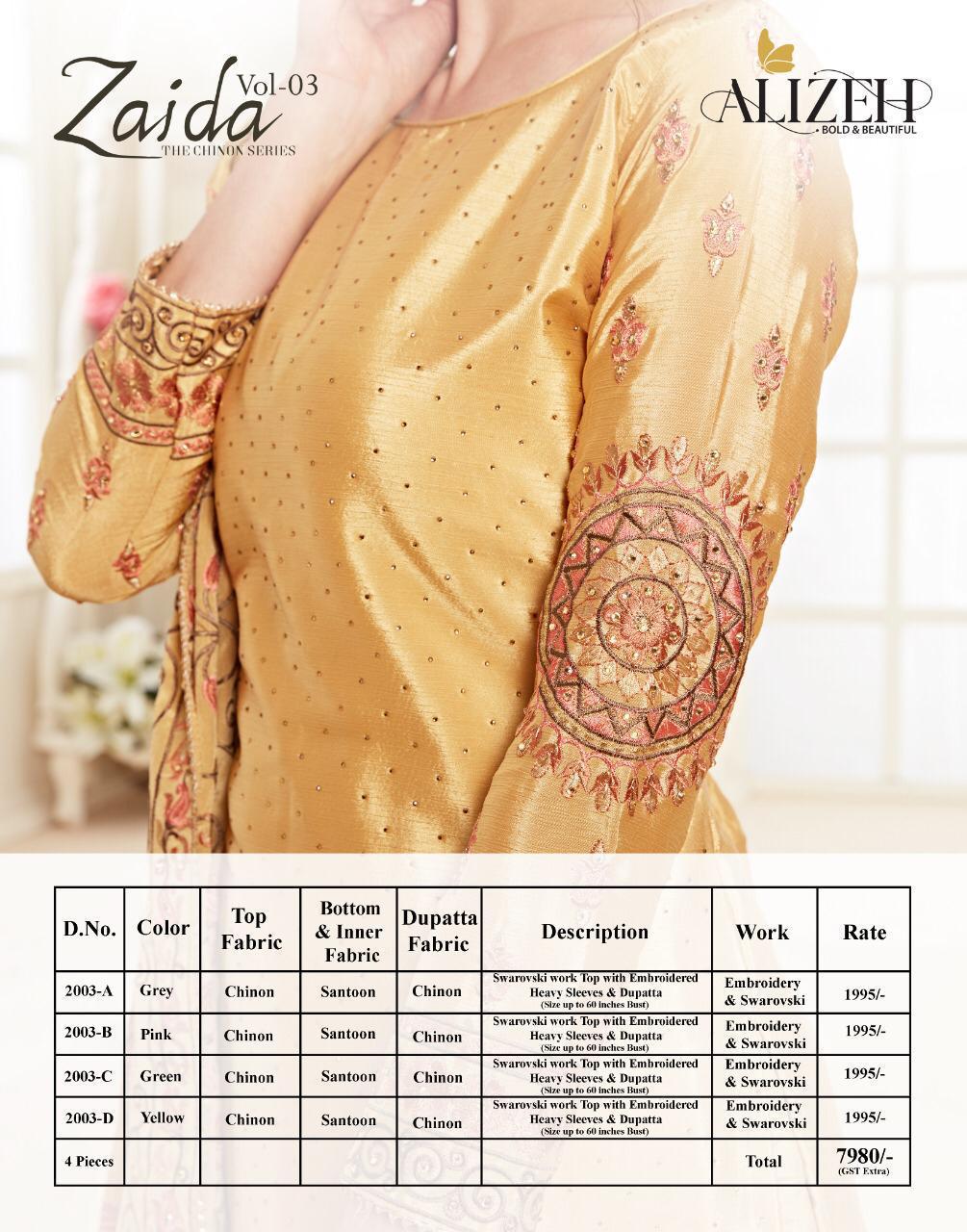 Alizeh Presents Zaida Vol 3 Chinon With Heavy Embroidery Salwar Suit