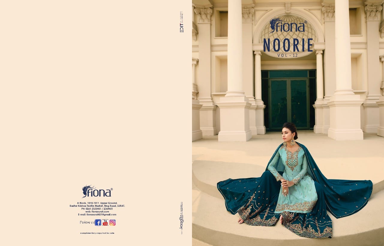 Fiona Launched Noorie Vol 12 Fox Georgette Pure Chinon With Hand Work Salwar Kameez