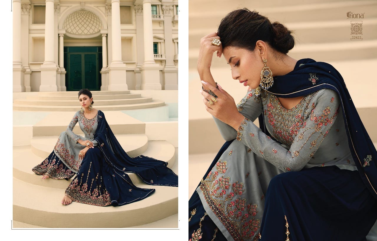 Fiona Launched Noorie Vol 12 Fox Georgette Pure Chinon With Hand Work Salwar Kameez
