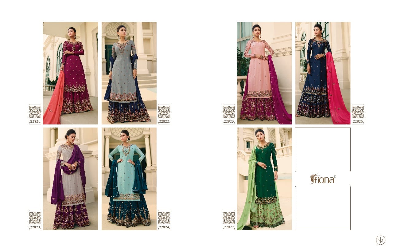 Fiona Launched Noorie Vol 12 Fox Georgette Pure Chinon With Hand Work Salwar Kameez