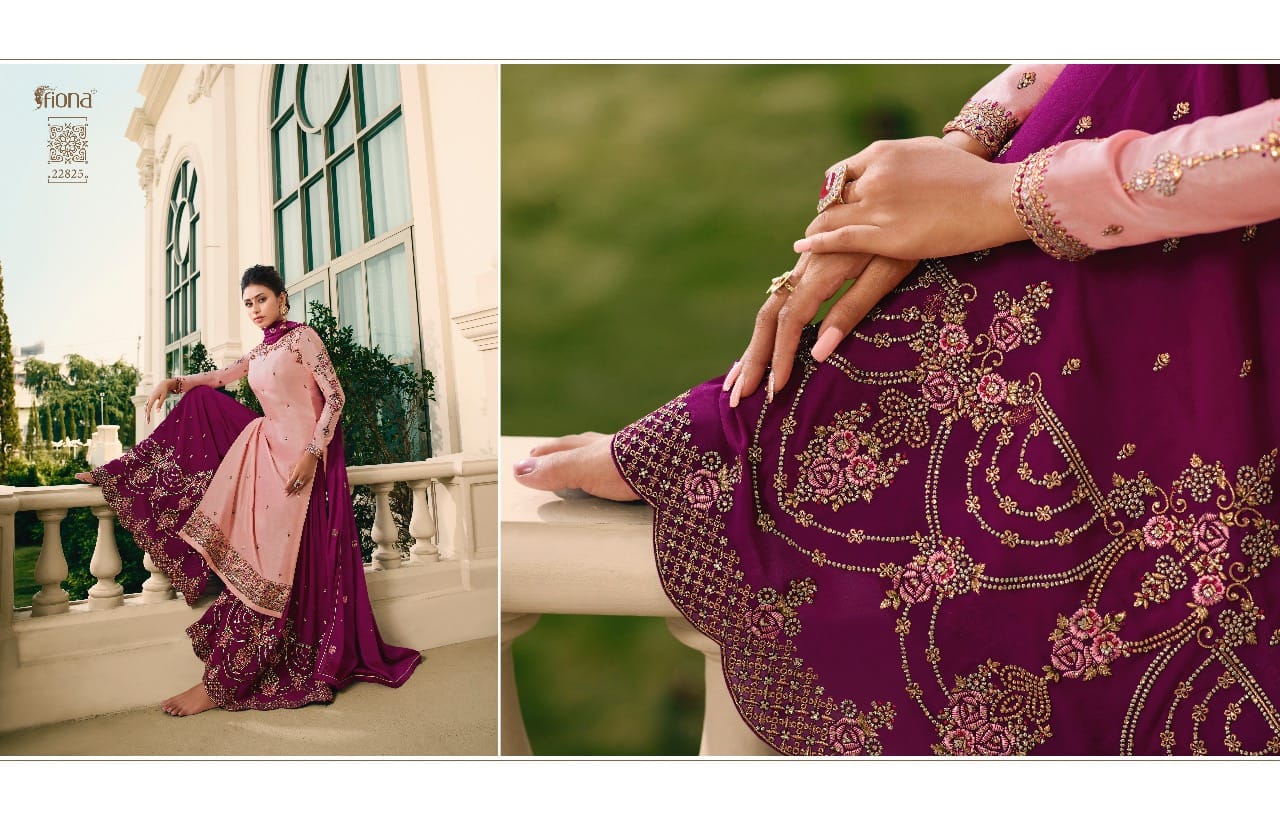 Fiona Launched Noorie Vol 12 Fox Georgette Pure Chinon With Hand Work Salwar Kameez