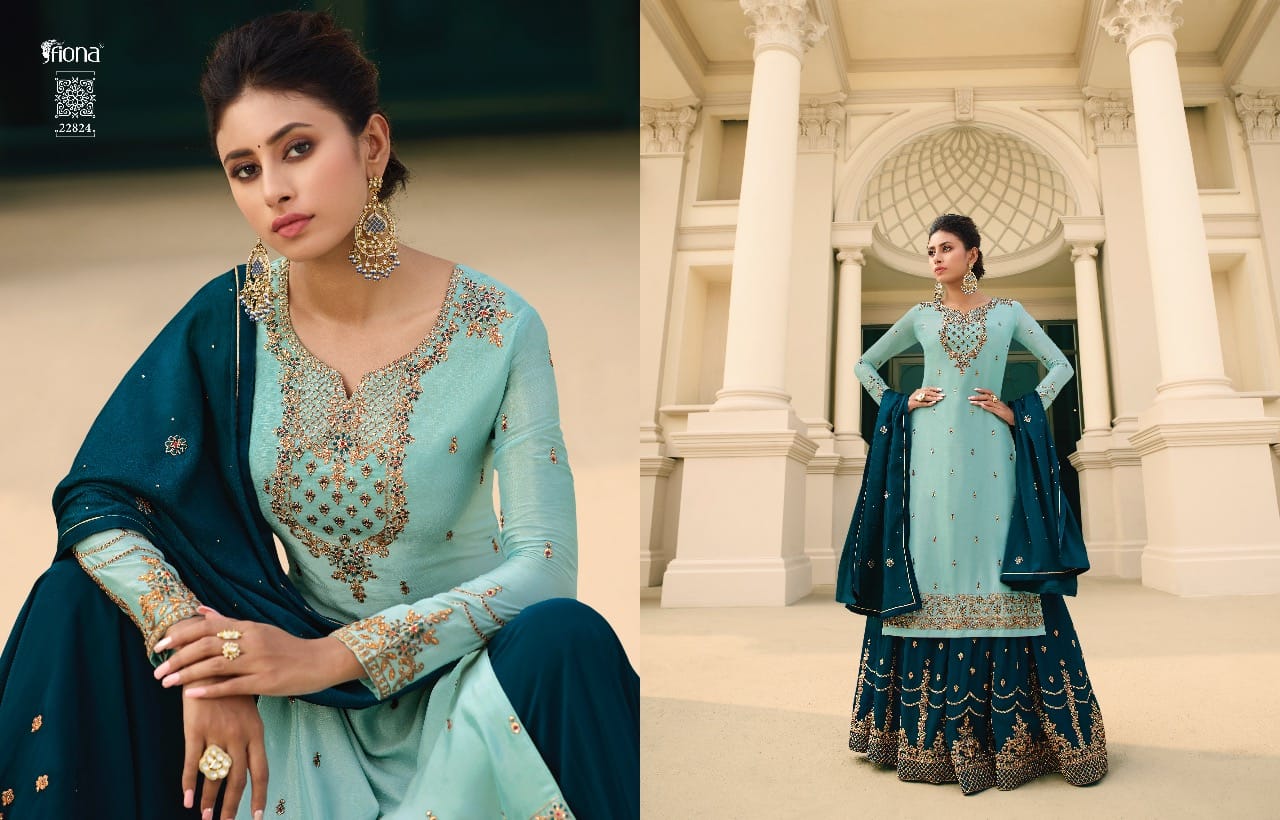 Fiona Launched Noorie Vol 12 Fox Georgette Pure Chinon With Hand Work Salwar Kameez
