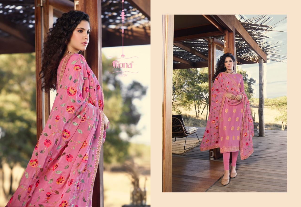 Fiona Launched Taniya Nx Fabric Dola Jquard With Embroidery Work Salwar Suits