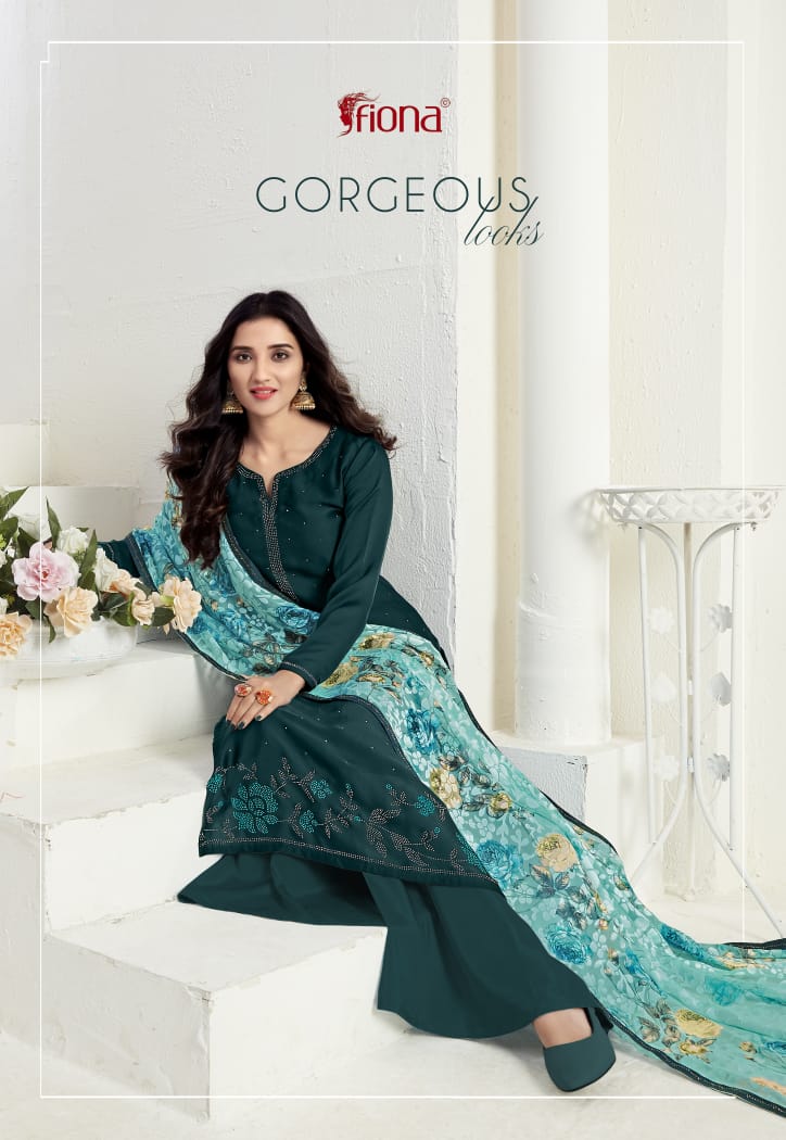 Fiona Presents Ujjwala Satin Georgette With Swarvoski Work Salwar Kameez