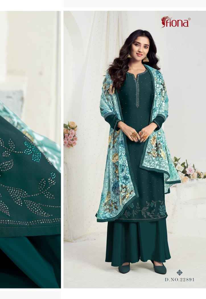 Fiona Presents Ujjwala Satin Georgette With Swarvoski Work Salwar Kameez