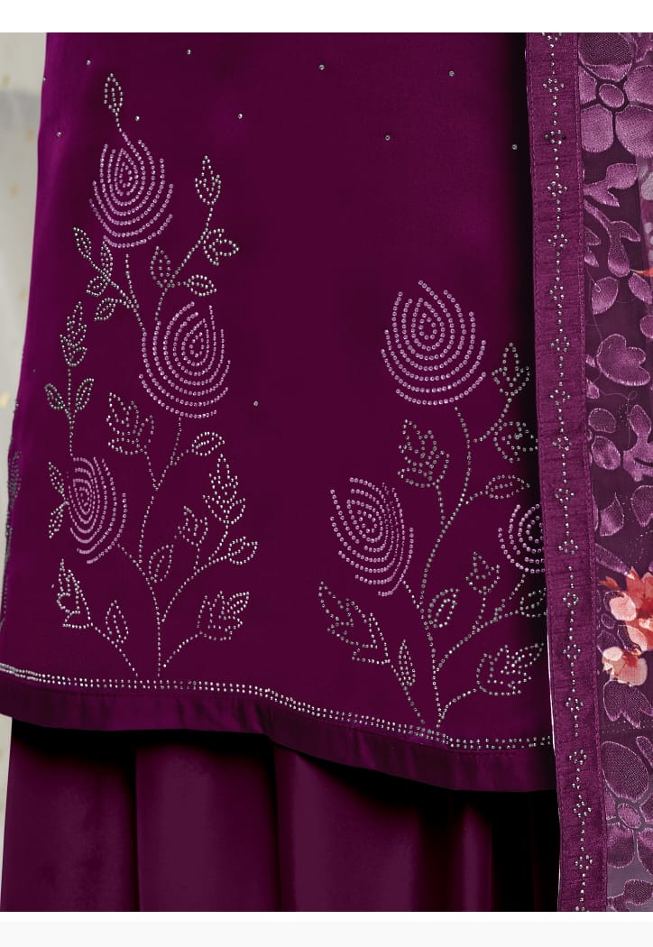 Fiona Presents Ujjwala Satin Georgette With Swarvoski Work Salwar Kameez