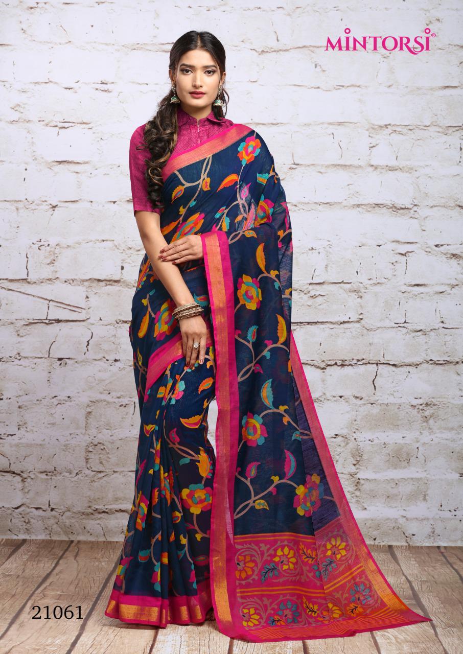 Mintrosi Launched Seenia Cotton Zari Wpork With Cotton Silk Saree
