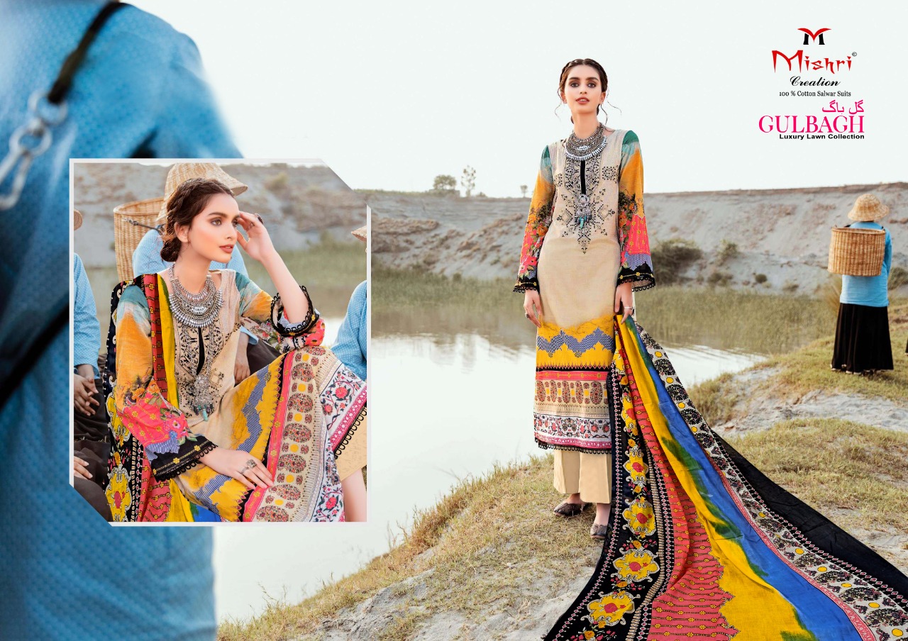 Mishri Creation Presents Gulbagh Lawn Cotton Karachi Print Salwar Suit