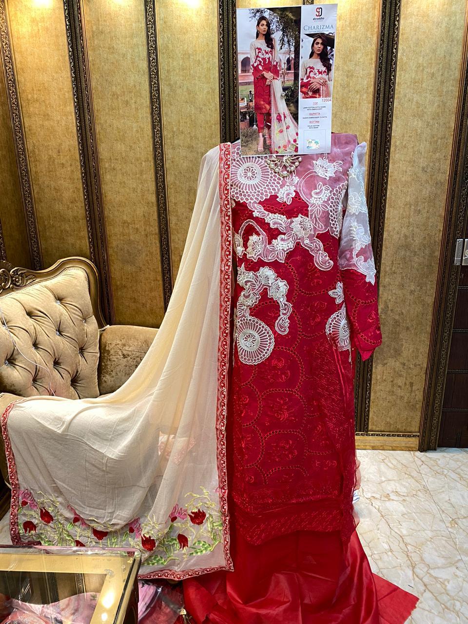 Sharaddha Designer Launched D No - 12004 Lawn Cotton Heavy Embroidery Salwar Kameez
