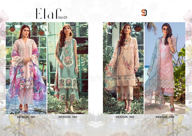 Sharaddha Designer Presents Elaf Vol 1 Pure Cambric Cotton Pakistani Collection Salwar Suit