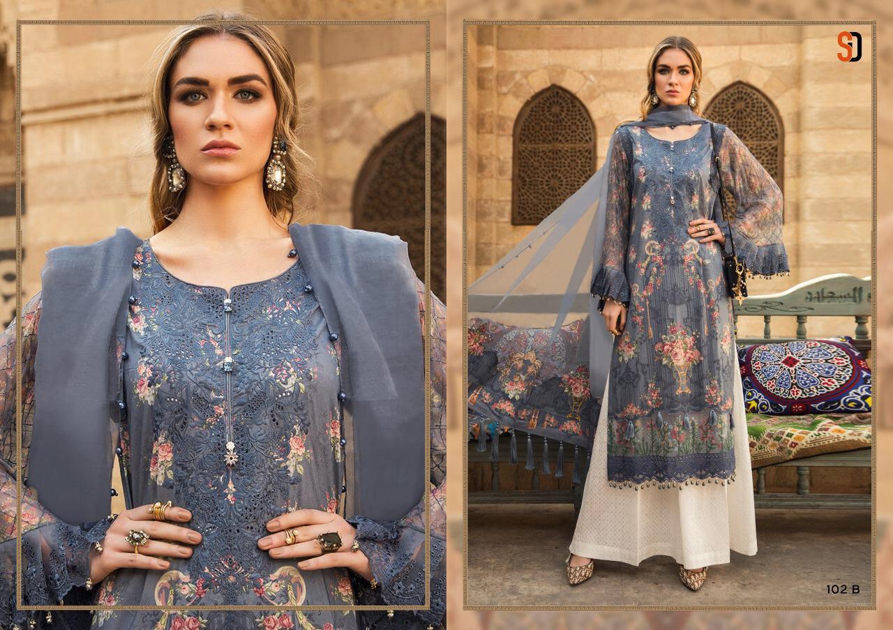 Sharaddha Designer Presens Maria B Pure Cotton With Heavy Embroidery Pakistani Suit