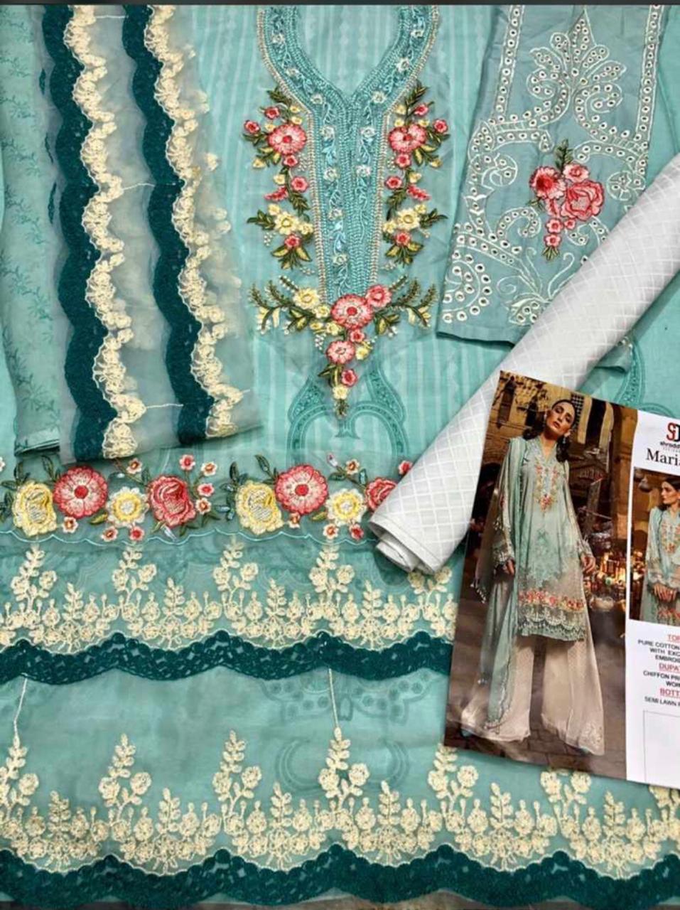 Shraddha Designer Presents Mariya B Lawn Fabric Lawn Cotton With Heavy Embroidery Salwar Kameez