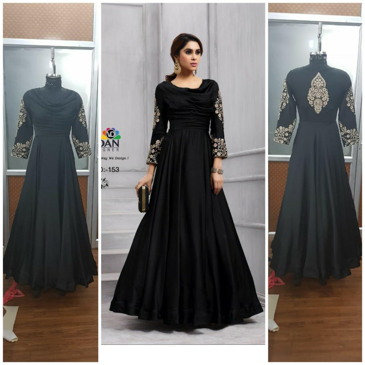 Vardan Designer Presents Navya Vol 6 Banarsi Silk With Heavy Embroidery Gown Type Kurti