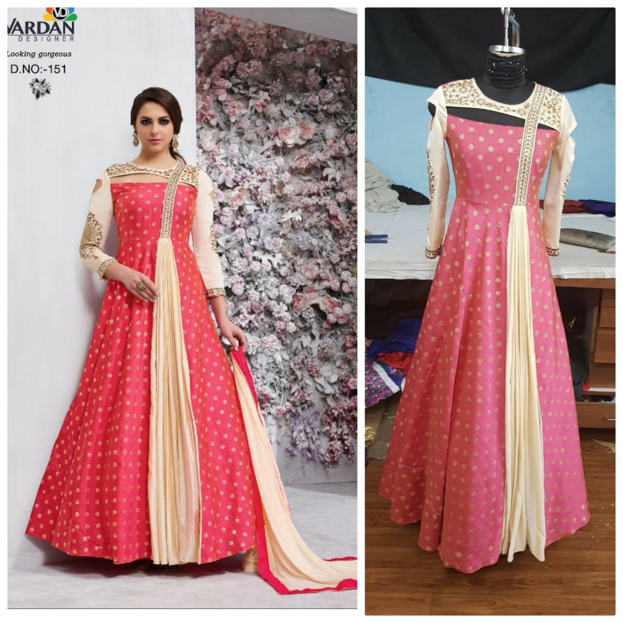 Vardan Designer Presents Navya Vol 6 Banarsi Silk With Heavy Embroidery Gown Type Kurti