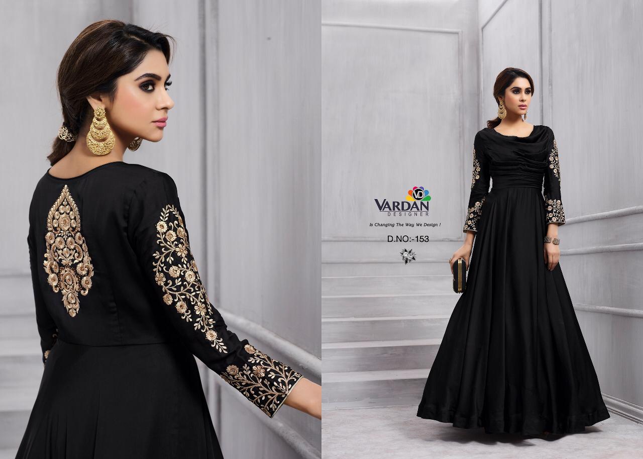 Vardan Designer Presents Navya Vol 6 Banarsi Silk With Heavy Embroidery Gown Type Kurti