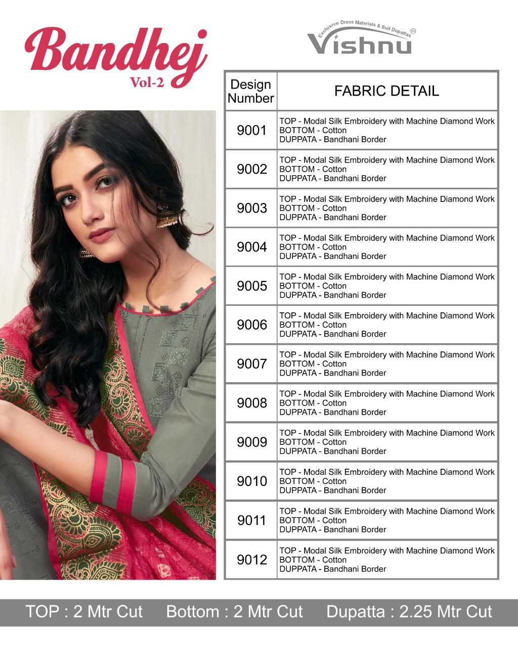 Vishnu Impex Launche Bandhej Vol 2 Modal Silk Embroidery With Daimond Work Salwar Suits