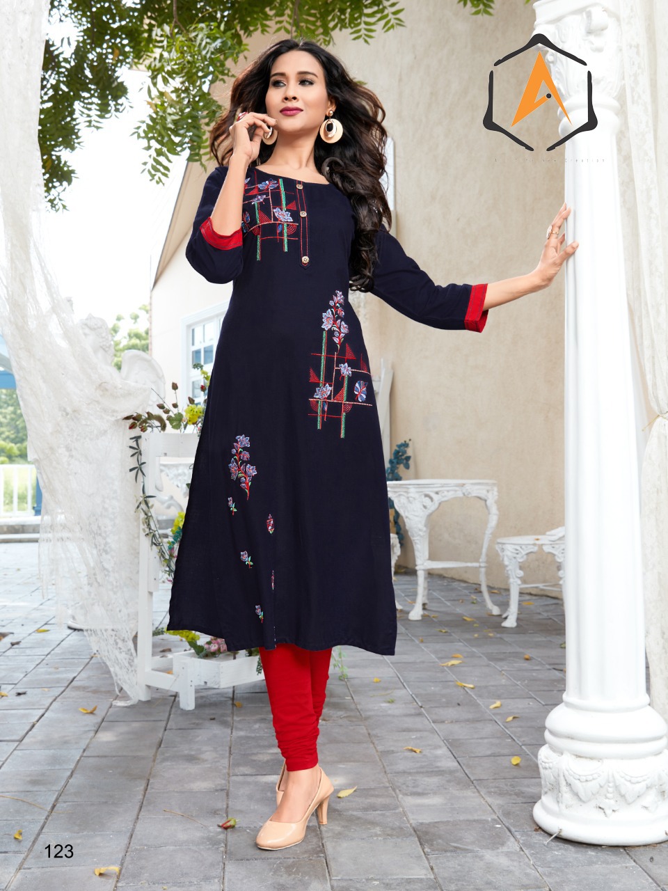 Apple Creation Presents Panchhi Heavy Rayon With Embroidery Work Kurtis
