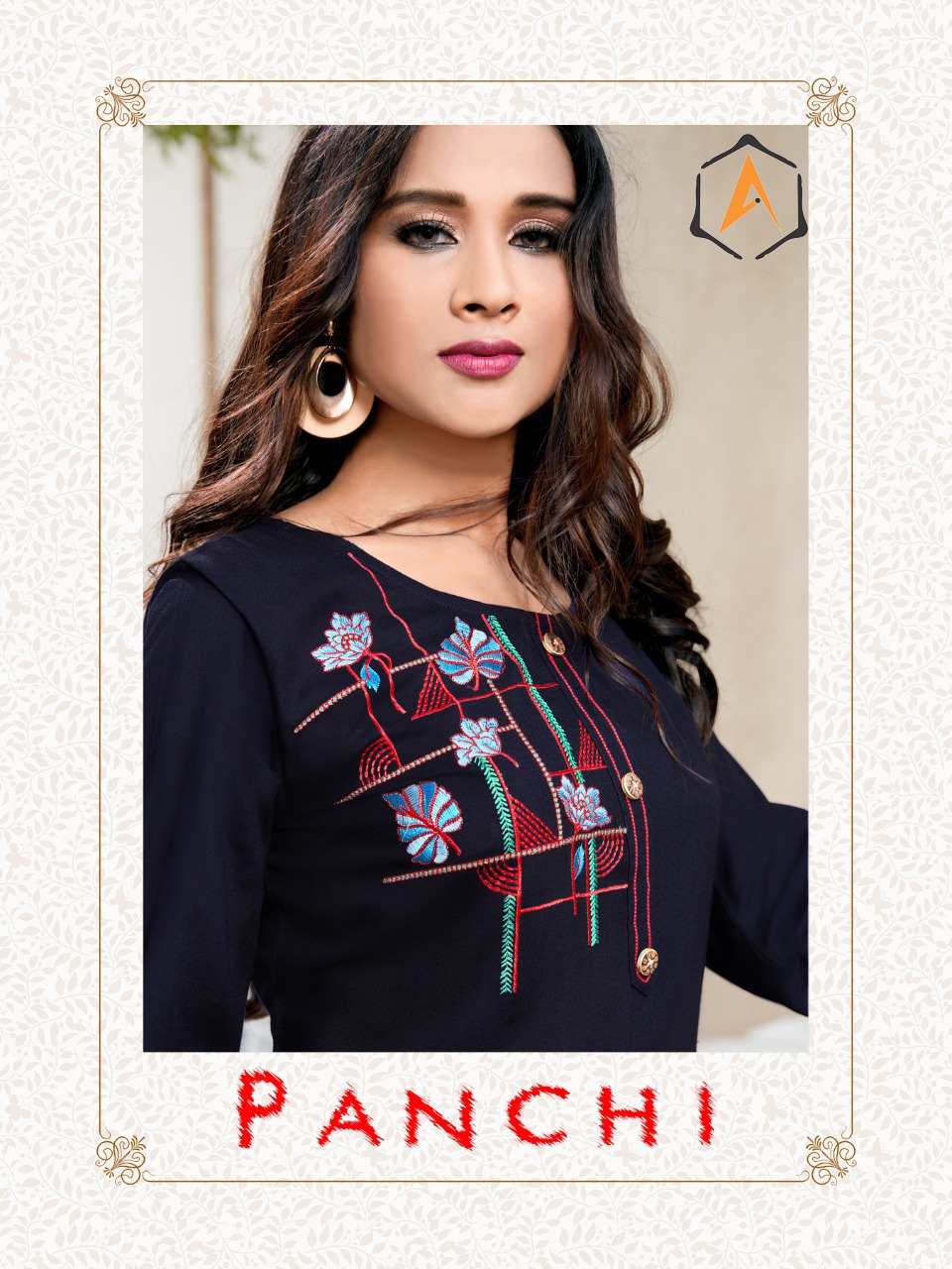 Apple Creation Presents Panchhi Heavy Rayon With Embroidery Work Kurtis