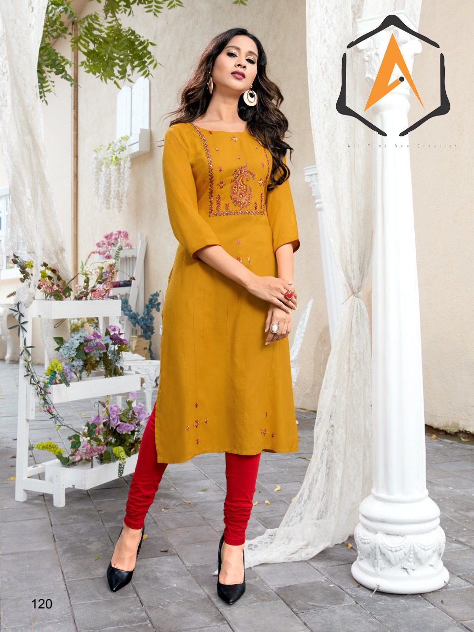 Apple Creation Presents Panchhi Heavy Rayon With Embroidery Work Kurtis