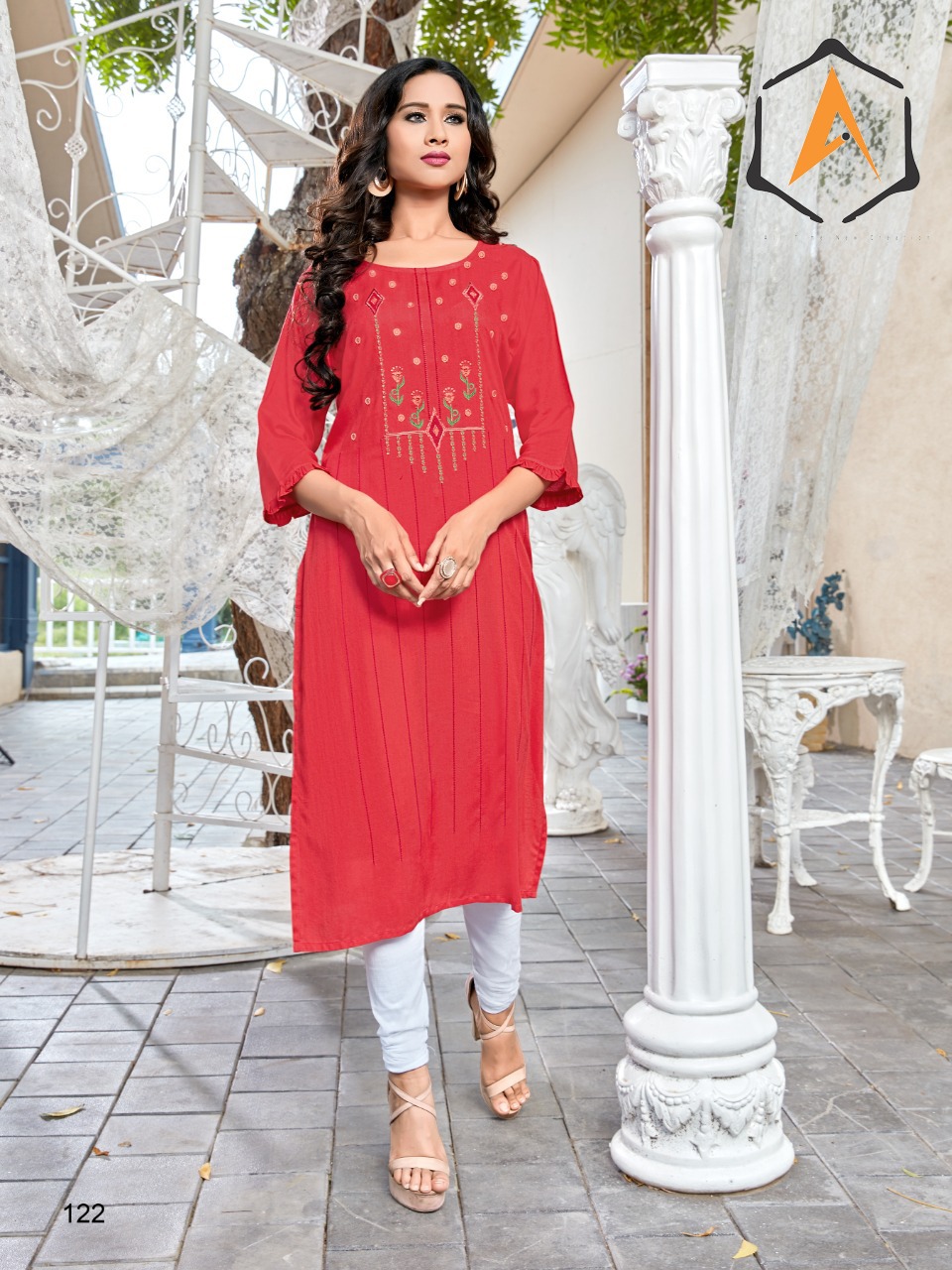 Apple Creation Presents Panchhi Heavy Rayon With Embroidery Work Kurtis