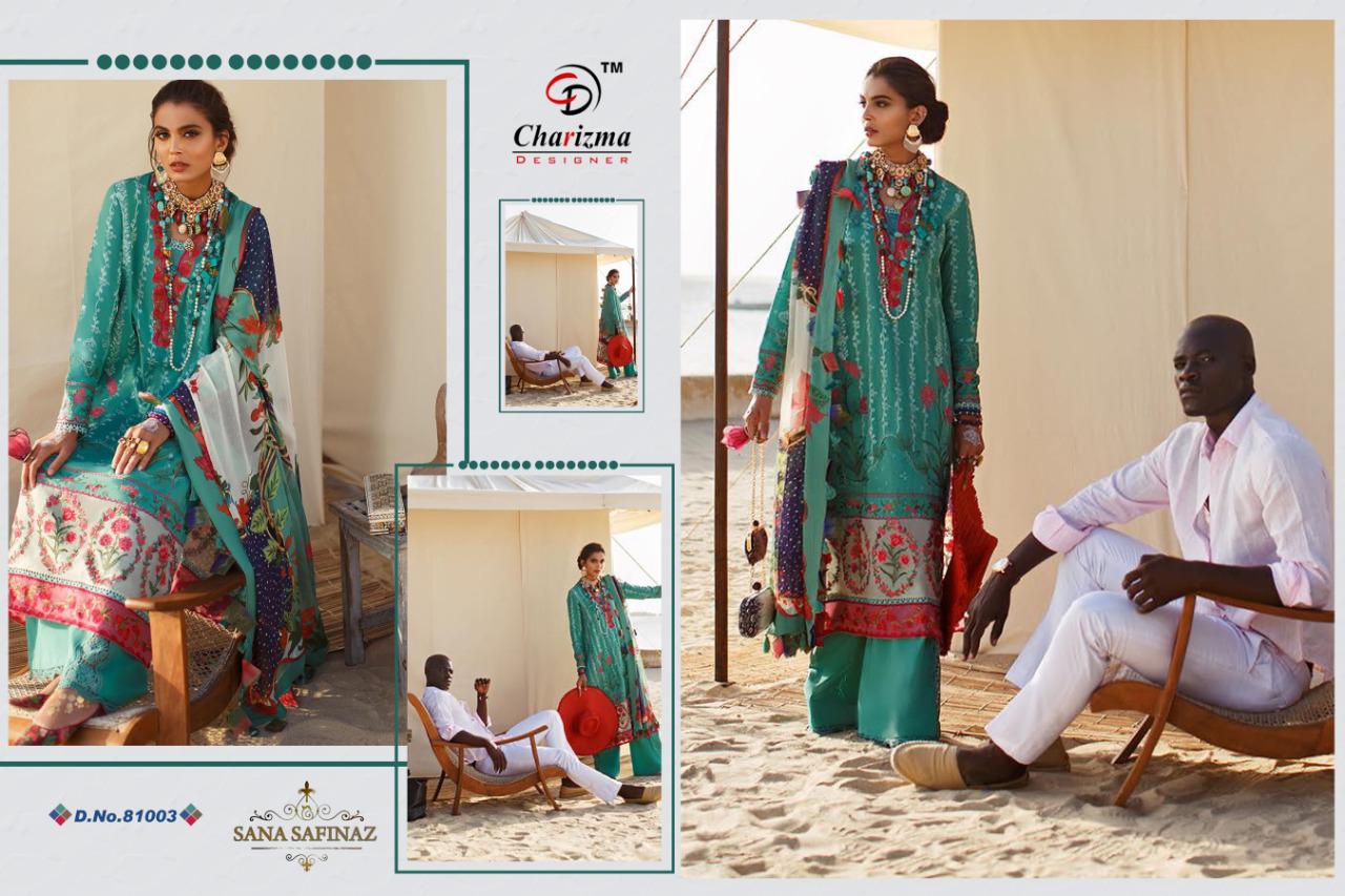 Charizma Designer Presents Sana Safinaz Jam Cotton With Embroidery Work Pakistani Suits