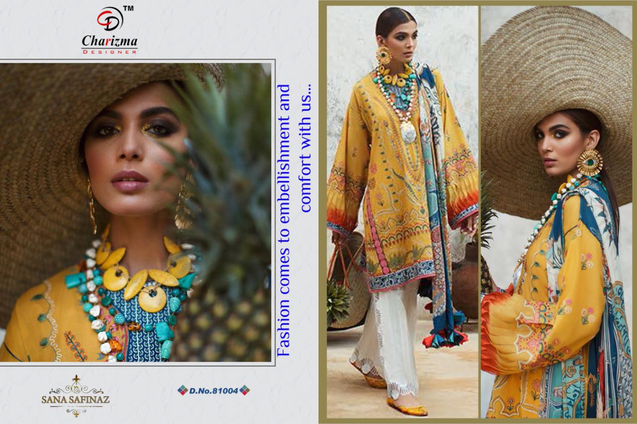 Charizma Designer Presents Sana Safinaz Jam Cotton With Embroidery Work Pakistani Suits