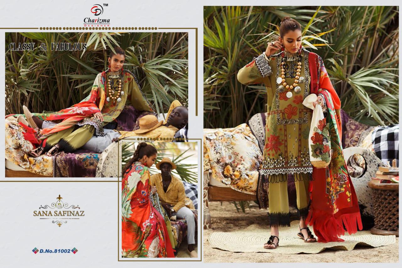Charizma Designer Presents Sana Safinaz Jam Cotton With Embroidery Work Pakistani Suits