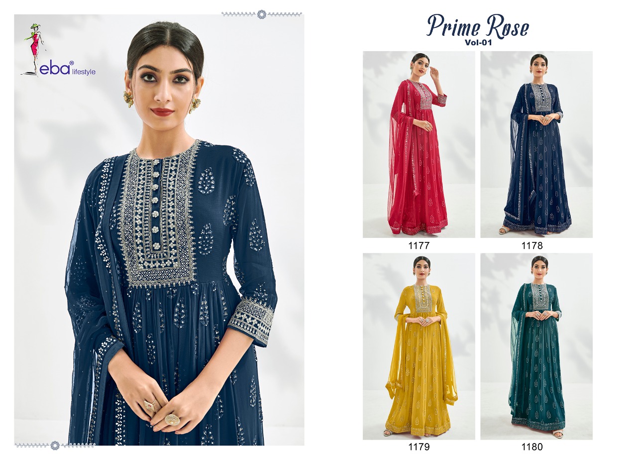 Eba Lifestyle Presents Prime Rose Pure Georgette With Heavy Embroidery Work Salwar Kameez