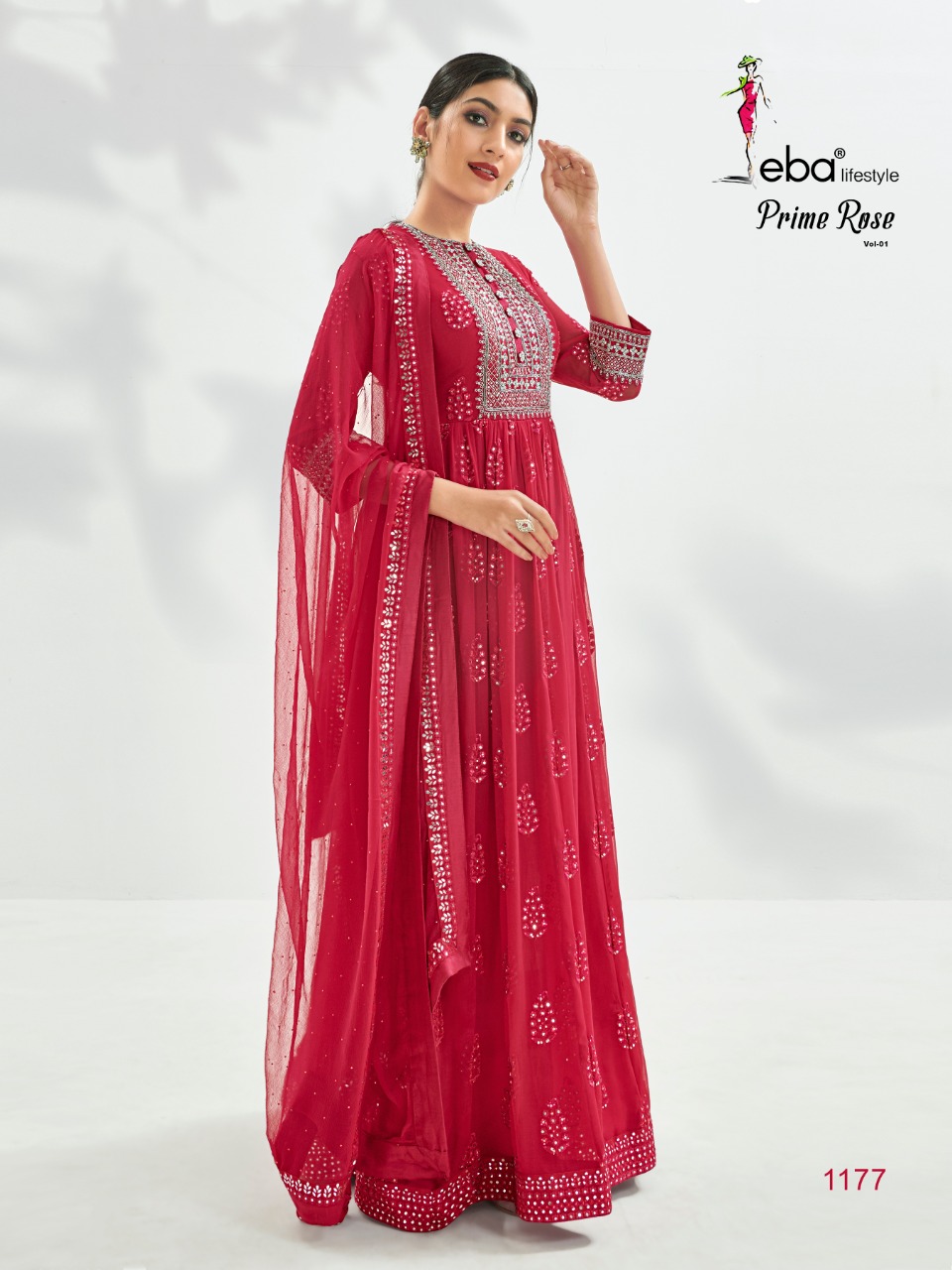 Eba Lifestyle Presents Prime Rose Pure Georgette With Heavy Embroidery Work Salwar Kameez